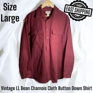 Vintage LLBean Chamois Cloth Button Down Shirt Mens L Burgundy FREE SHIPPING!!